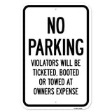 No Parking Violators Will Be Ticketed Booted Or T