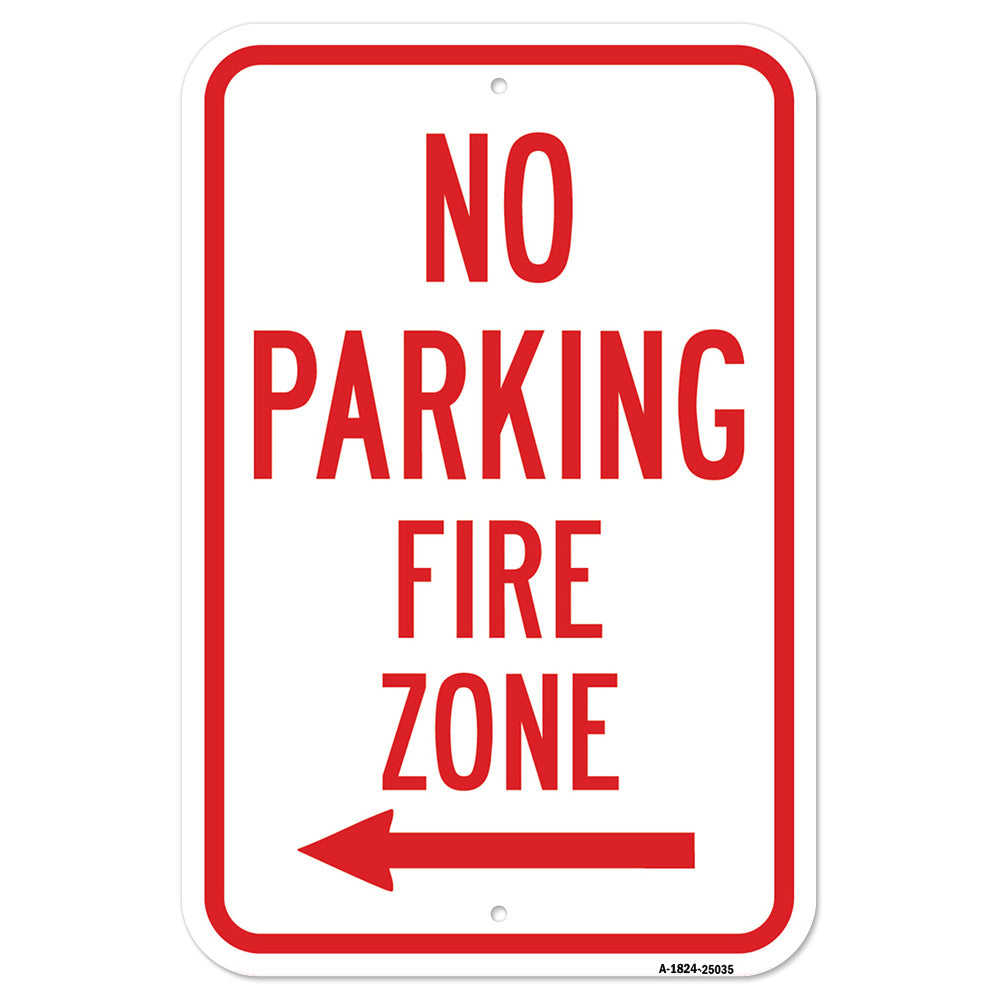 No Parking Fire Zone With Left Arrow