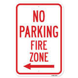 No Parking Fire Zone With Left Arrow