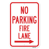 No Parking Fire Lane With Right Arrow
