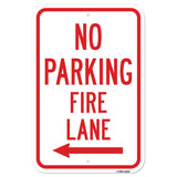 No Parking Fire Lane With Left Arrow
