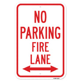 No Parking Fire Lane With Double Arrow