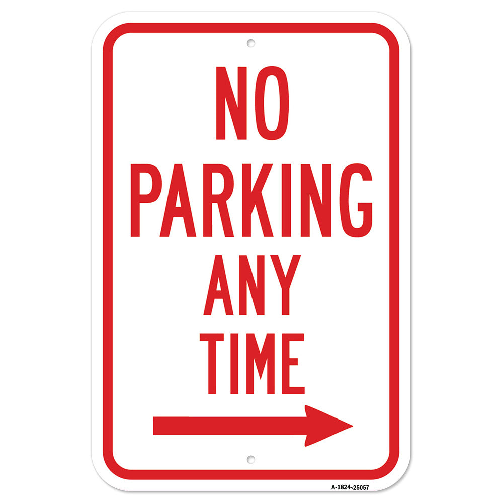 No Parking Any Time With Right Arrow