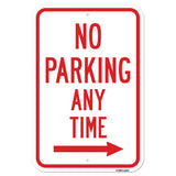 No Parking Any Time With Right Arrow