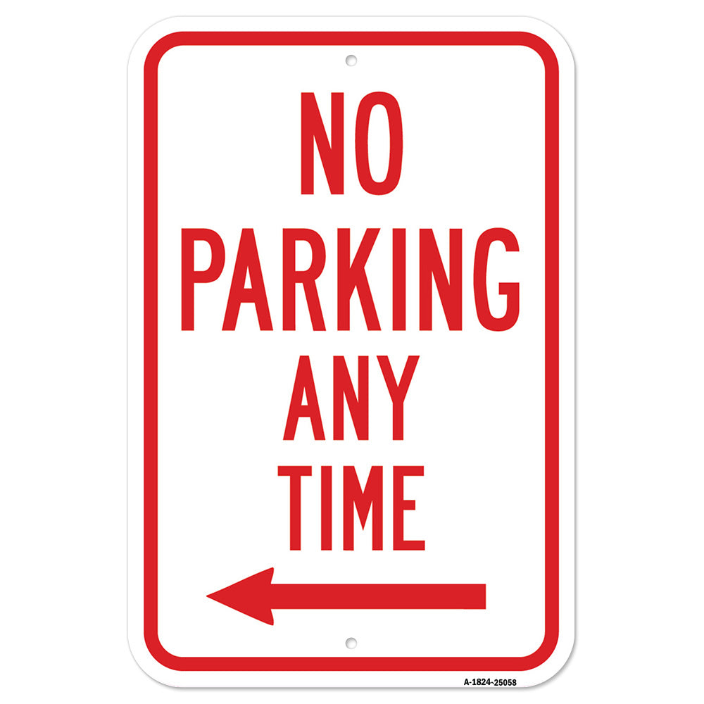 No Parking Any Time With Left Arrow