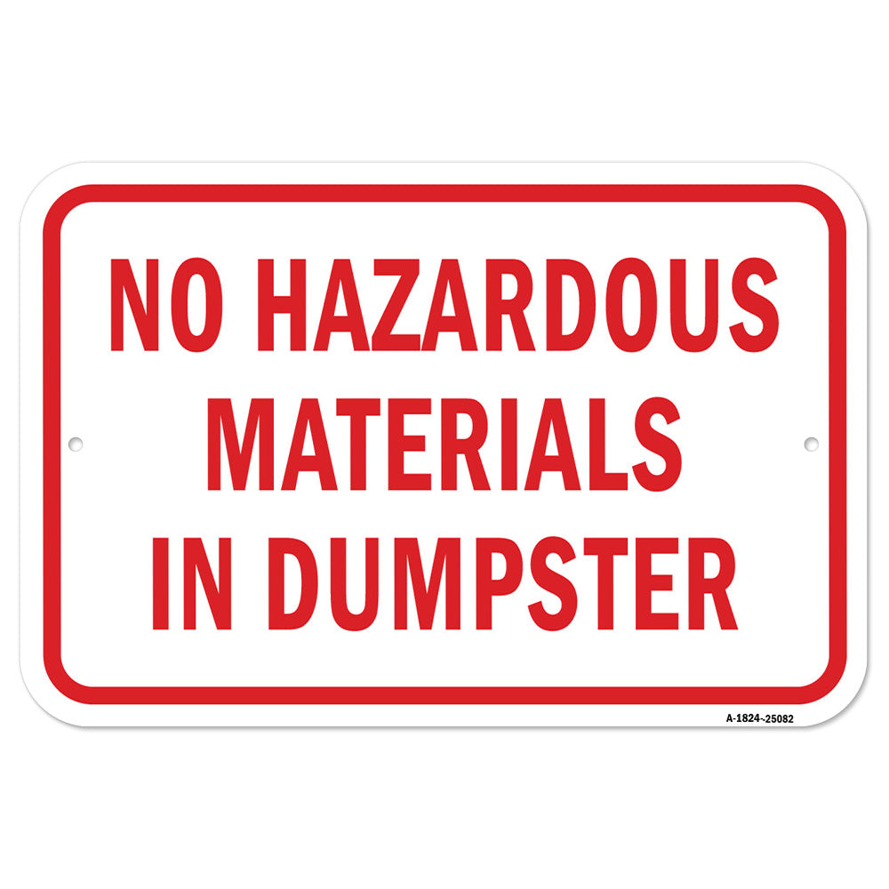 No Hazardous Materials In Dumpster