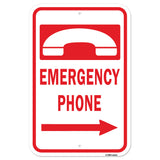 Emergency Phone W/ Right Arrow Sign