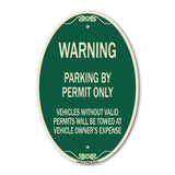 Warning Parking by Permit Only Vehicles Without Valid Permits Will Be Towed at Vehicle Owner's Expense
