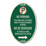 Violators Will Be Towed Away at Vehicle Owner's Expense No Se Estacione Su Vehiculo Sera Remolcado a Costa Suyo