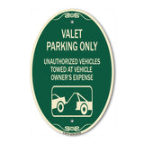 Valet Parking Only Unauthorized Vehicles Towed at Owner Expense with Graphic