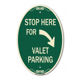 Stop Here for Valet Parking (Right Arrow)