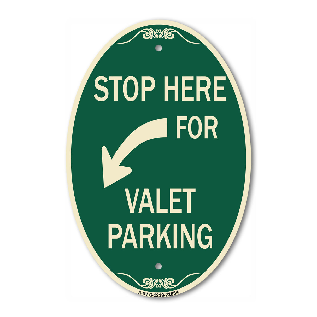 Stop Here for Valet Parking (Left Arrow)