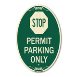 Stop - Permit Parking Only (With Stop Symbol)