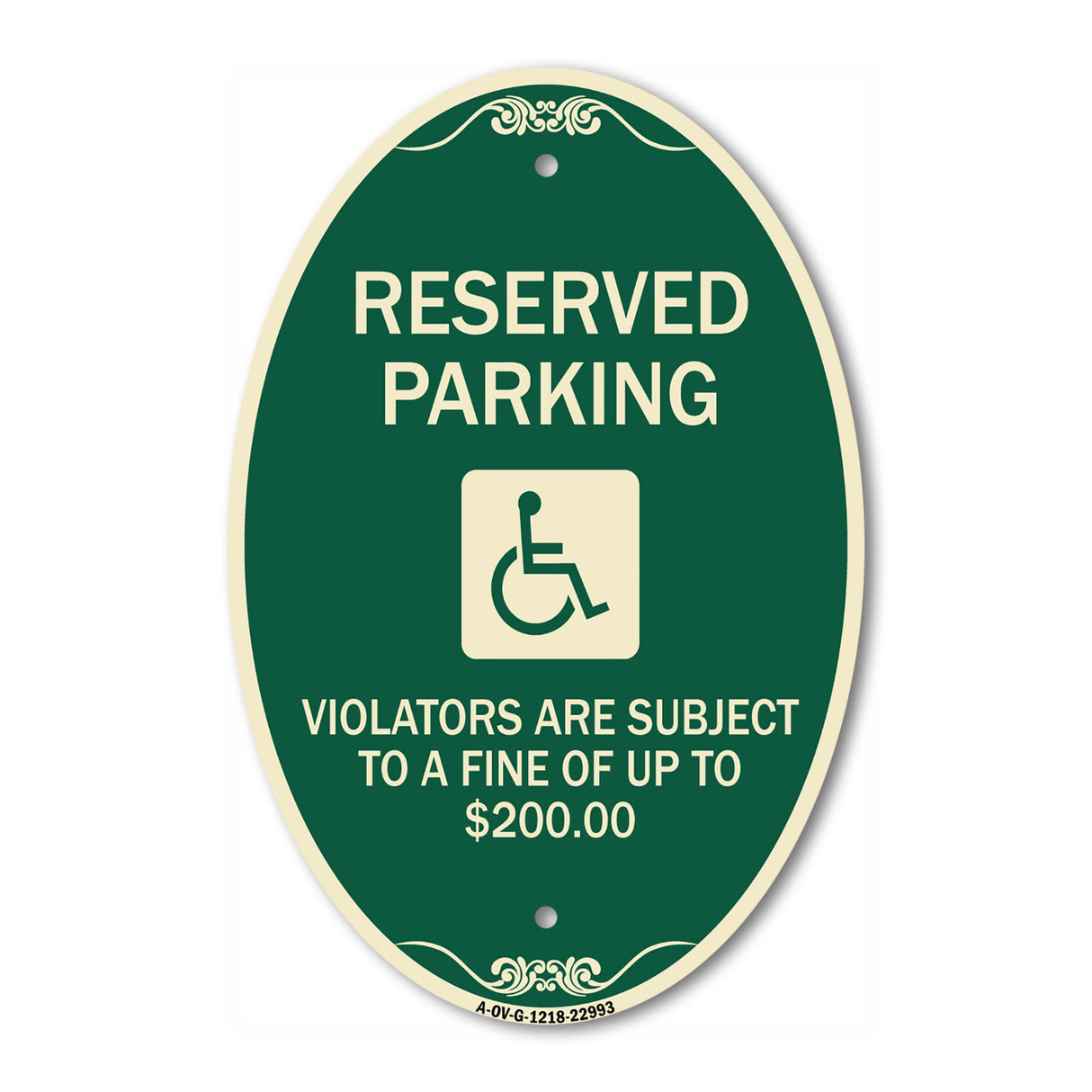 Reserved Parking - Violators Are Subject to A Fine of Up to $200 (Handicapped Symbol)