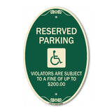 Reserved Parking - Violators Are Subject to A Fine of Up to $200 (Handicapped Symbol)