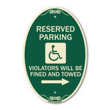 Reserved Parking Violators Will Be Fined and Towed (Right Arrow Symbol)