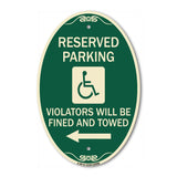 Reserved Parking Violators Will Be Fined and Towed (Left Arrow Symbol)