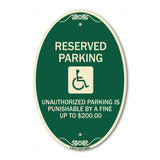 Reserved Parking Unauthorized Parking Is Punishable by A Fine Up to $200 (With Handicapped Graphic)