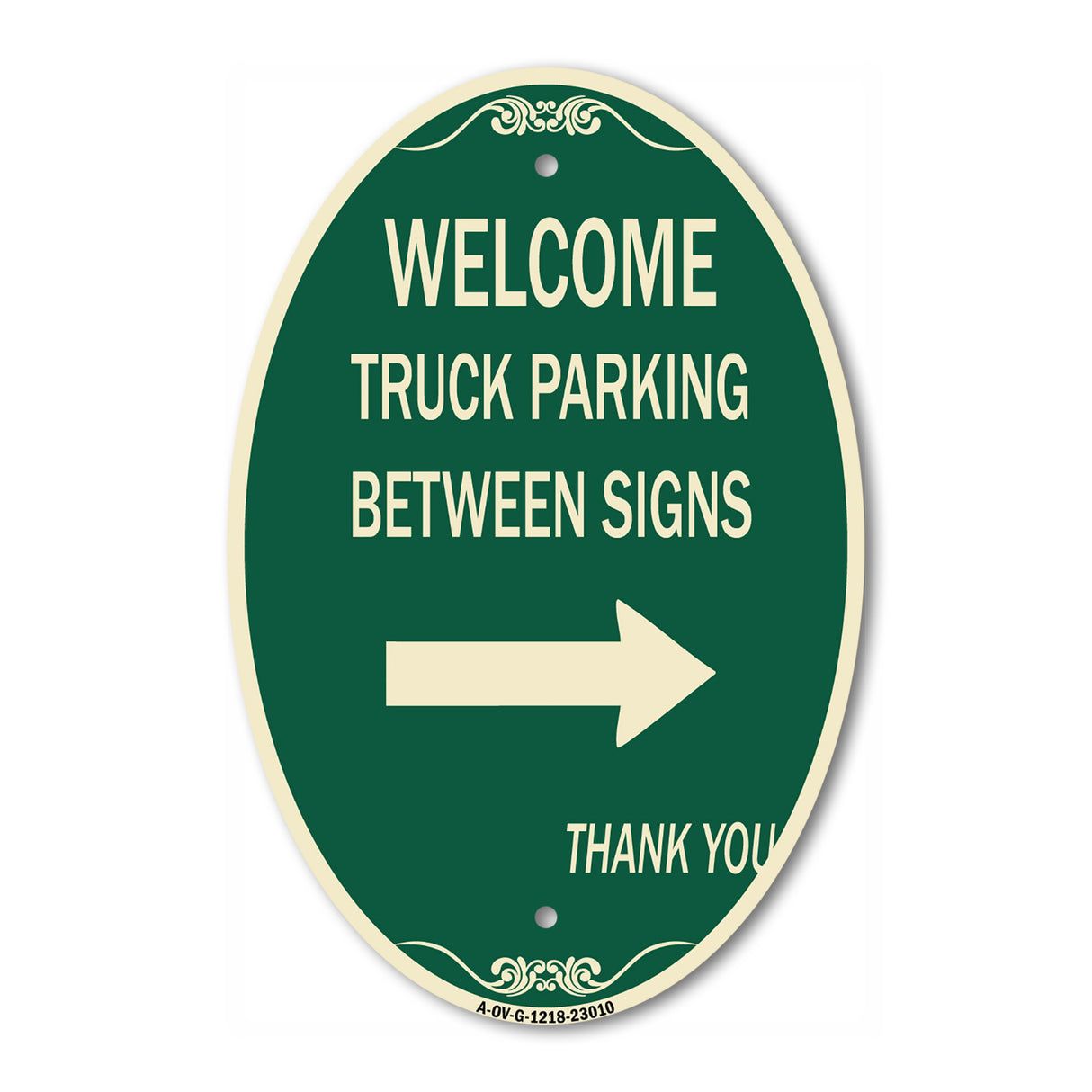 Reserved Parking Sign Welcome Truck Parking Between Signs (With Right Arrow) Thank You