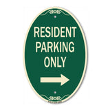 Reserved Parking Sign Resident Parking Only (With Right Arrow)