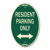 Reserved Parking Sign Resident Parking Only (With Bi-Directional Arrow)