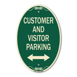 Reserved Parking Sign Customer and Visitor Parking (Bidirectional Arrow)