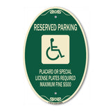 Reserved Parking Placard or Special License Plates Required Maximum Fine $500 (Handicapped Symbol)