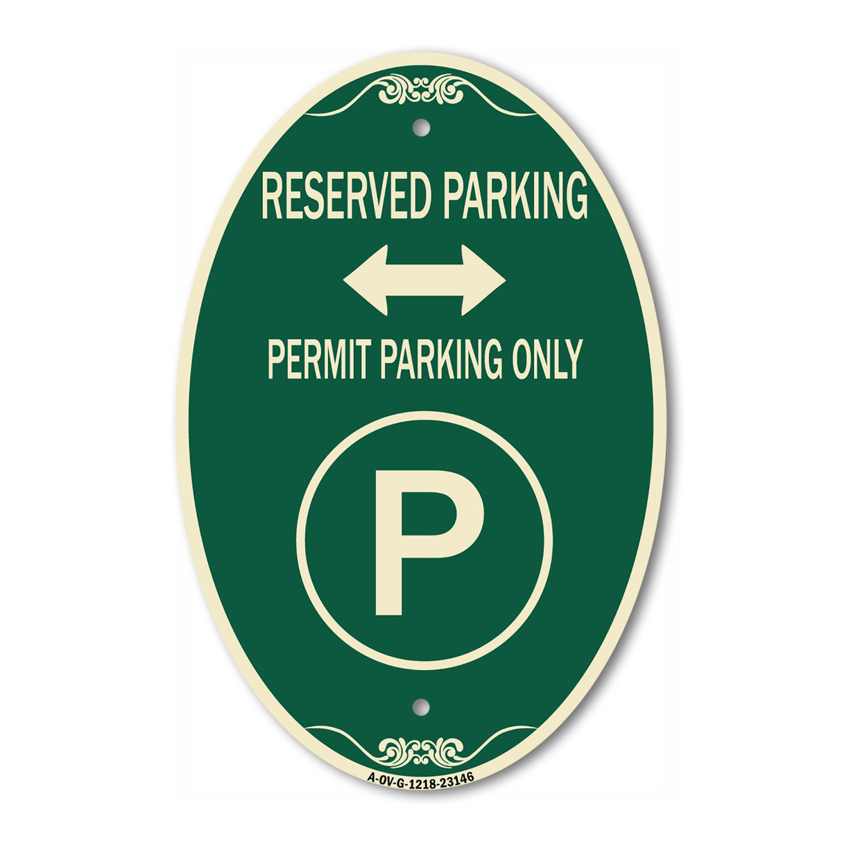 Reserved Parking - Permit Parking Only with Symbol and Bidirectional Arrow