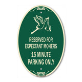 Reserved for Expectant Mothers 15 Minute Parking Only (With Stork & Baby Graphic)