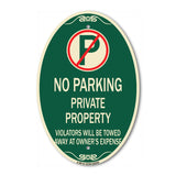 Private Property Violators Towed Away at Owner Expense with No Parking Symbol