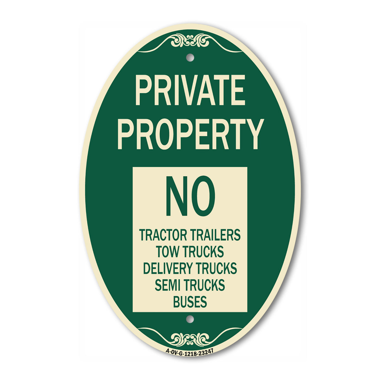 Private Property Sign Private Property No Tractor Trailers Tow Trucks Delivery Trucks Semi Trucks Buses