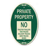Private Property Sign Private Property No Tractor Trailers Tow Trucks Delivery Trucks Semi Trucks Buses