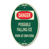 Possible Falling Ice - Park at Own Risk