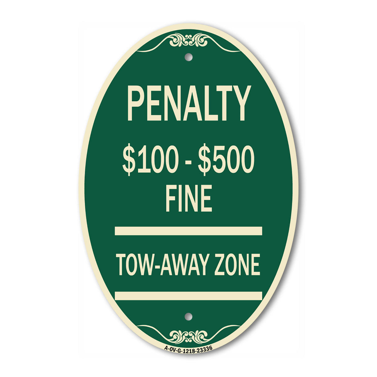 Penalty $100 - $500 Fine Tow Away Zone Virginia Handicap Supplementary Sign