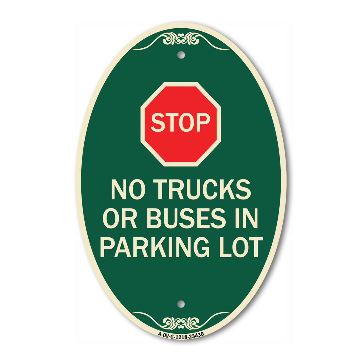 Parking Lot Rules Sign Stop - No Trucks or Buses in Parking Lot (With Stop Symbol)