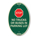 Parking Lot Rules Sign Stop - No Trucks or Buses in Parking Lot (With Stop Symbol)
