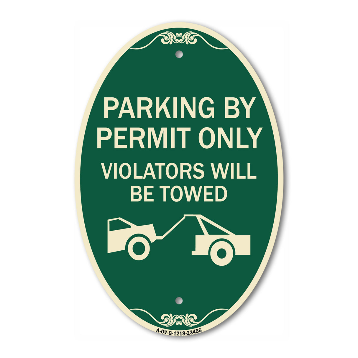 Parking by Permit Only Violators Will Be Towed (Towing Symbol)