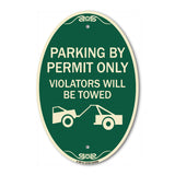 Parking by Permit Only Violators Will Be Towed (Towing Symbol)