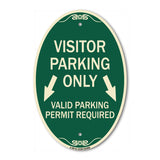 Parking Area Sign Visitors Parking Only Valid Parking Permit Required with Both Side Down Arrow