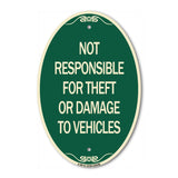 Not Responsible for Theft or Damage to Vehicles Sign
