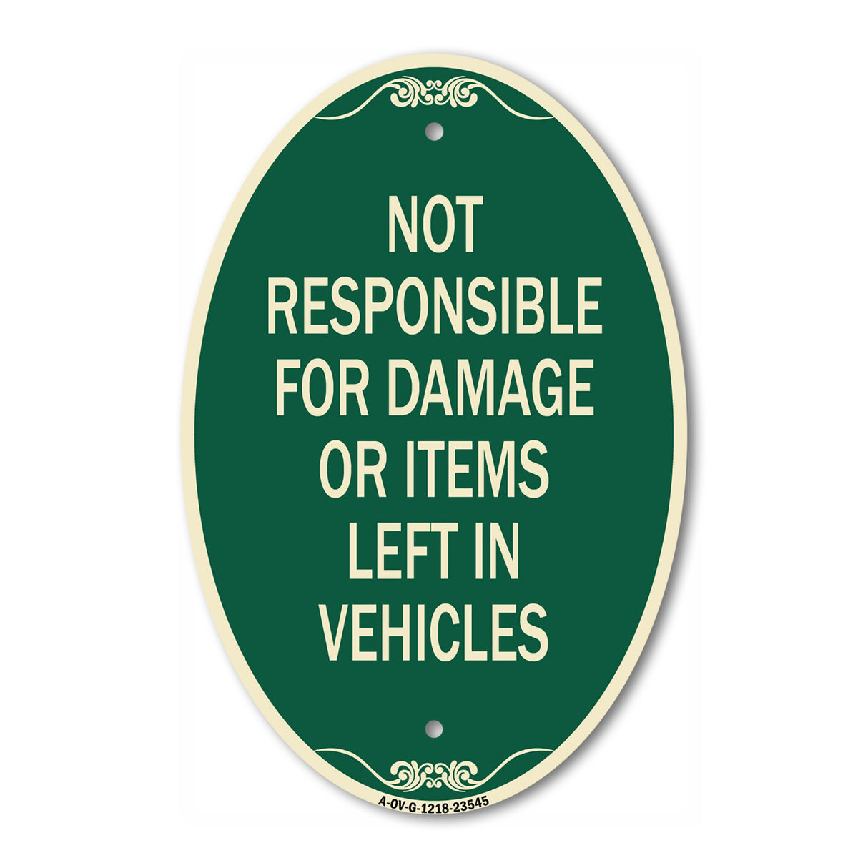 Not Responsible for Damage or Items Left in Vehicles
