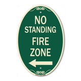 No Standing Fire Zone with Left Arrow