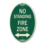 No Standing Fire Zone with Bidirectional Arrow