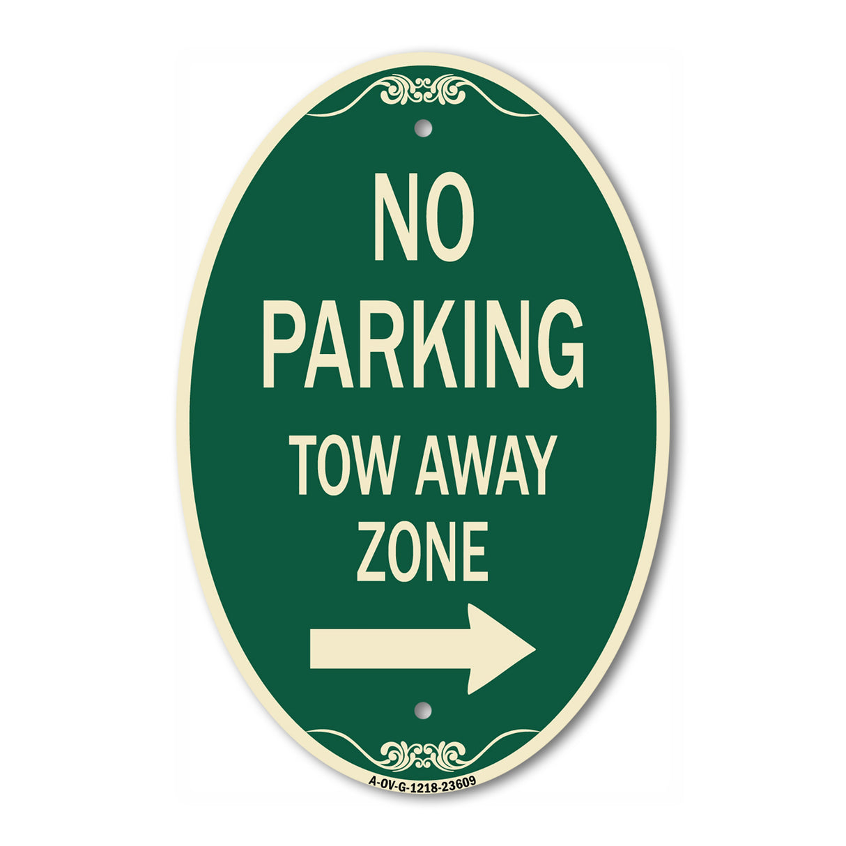 No Parking Tow Away Zone with Right Arrow