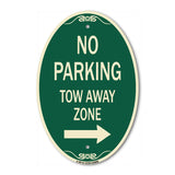 No Parking Tow Away Zone with Right Arrow