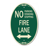 No Parking Standing or Stopping Fire Lane with Bidirectional Arrow