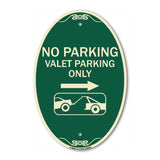 No Parking Valet Parking Only (With Right Arrow) (With Car Tow Graphic)