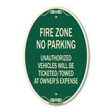 No Parking Sign Fire Zone Unauthorized Vehicles Will Be Ticketed Towed at Owner Expense
