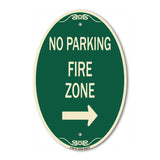 No Parking Sign Fire Zone with Right Arrow