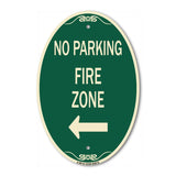 No Parking Sign Fire Zone with Left Arrow